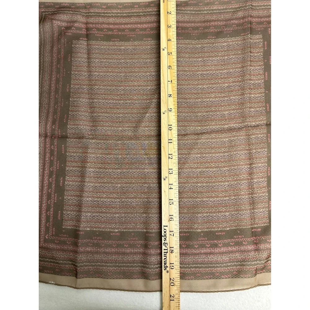 Vintage‎ Aesthetic Womens OS Brown Pink Geometric Square Neck Scarf 20in
